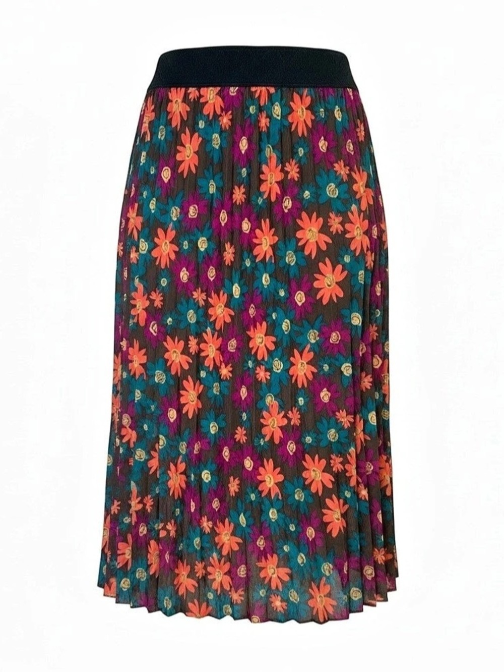 New LuLaRoe Jill Pleated Skirt Floral Maxi Skirt Black & Orange 2XL